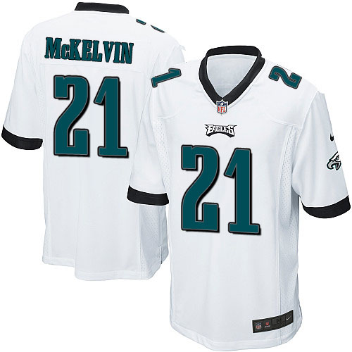 Men's Game Leodis McKelvin Nike Jersey White Road - #21 NFL Philadelphia Eagles